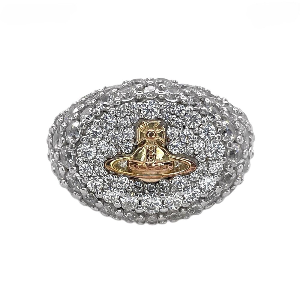 Vivienne Westwood Orb Signet Ring with Rhinestones, SV925 (7783), Men's & Wom...